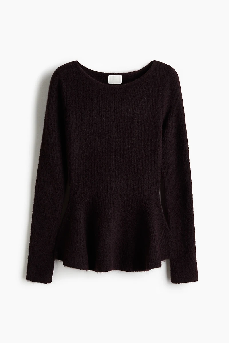 Haut péplum en tricot côtelé