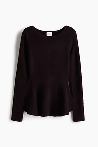 Haut péplum en tricot côtelé