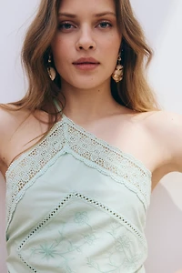 Lace-Trimmed One-Shoulder Top