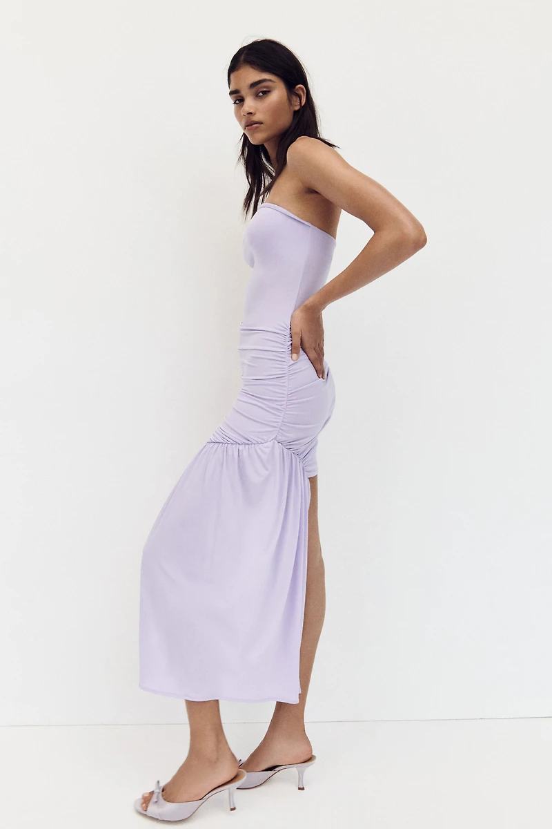 Draped-Panel Bandeau Dress