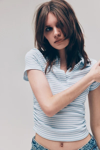 Ribbed Top with Collar