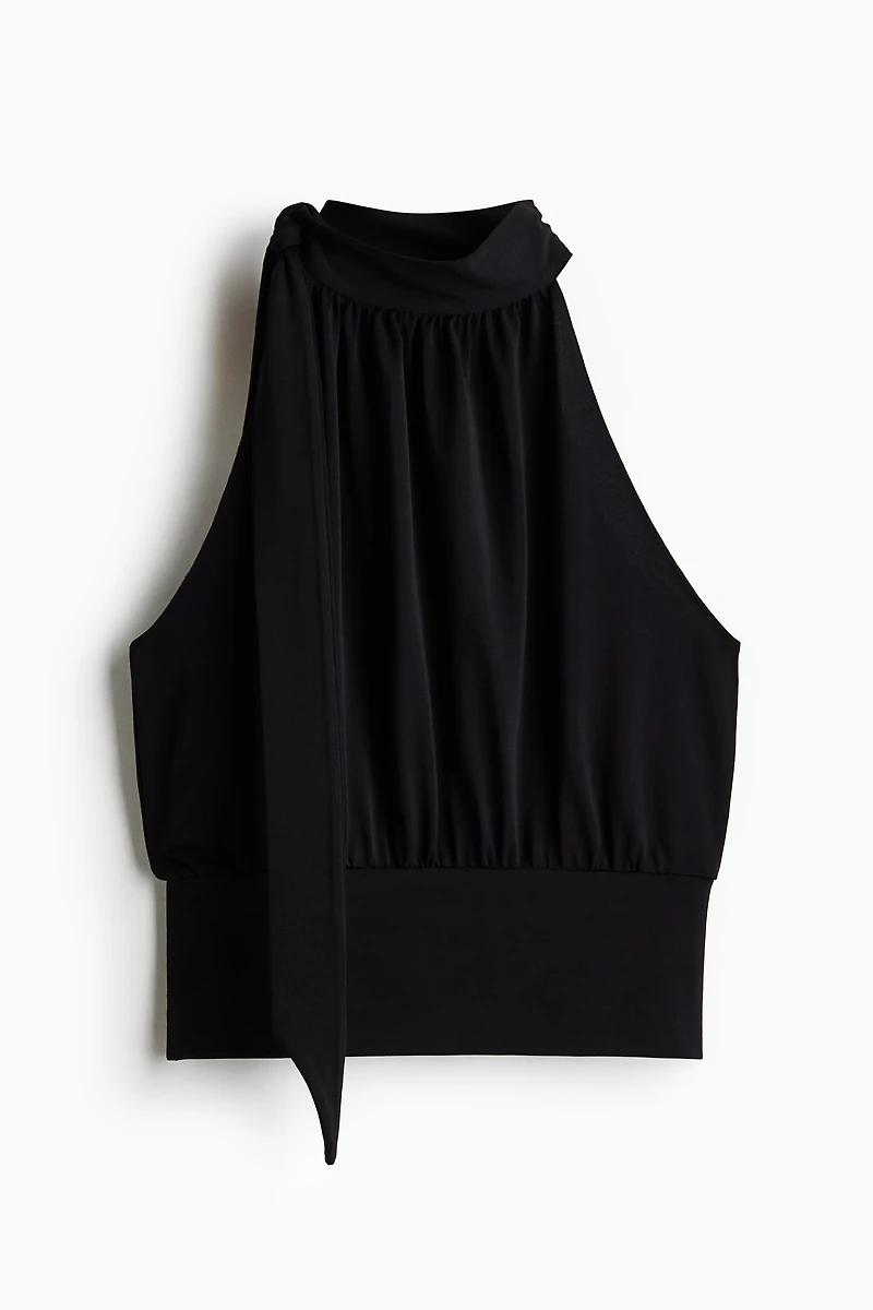 Scarf-Collar Crêpe Top