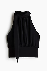 Scarf-Collar Crêpe Top