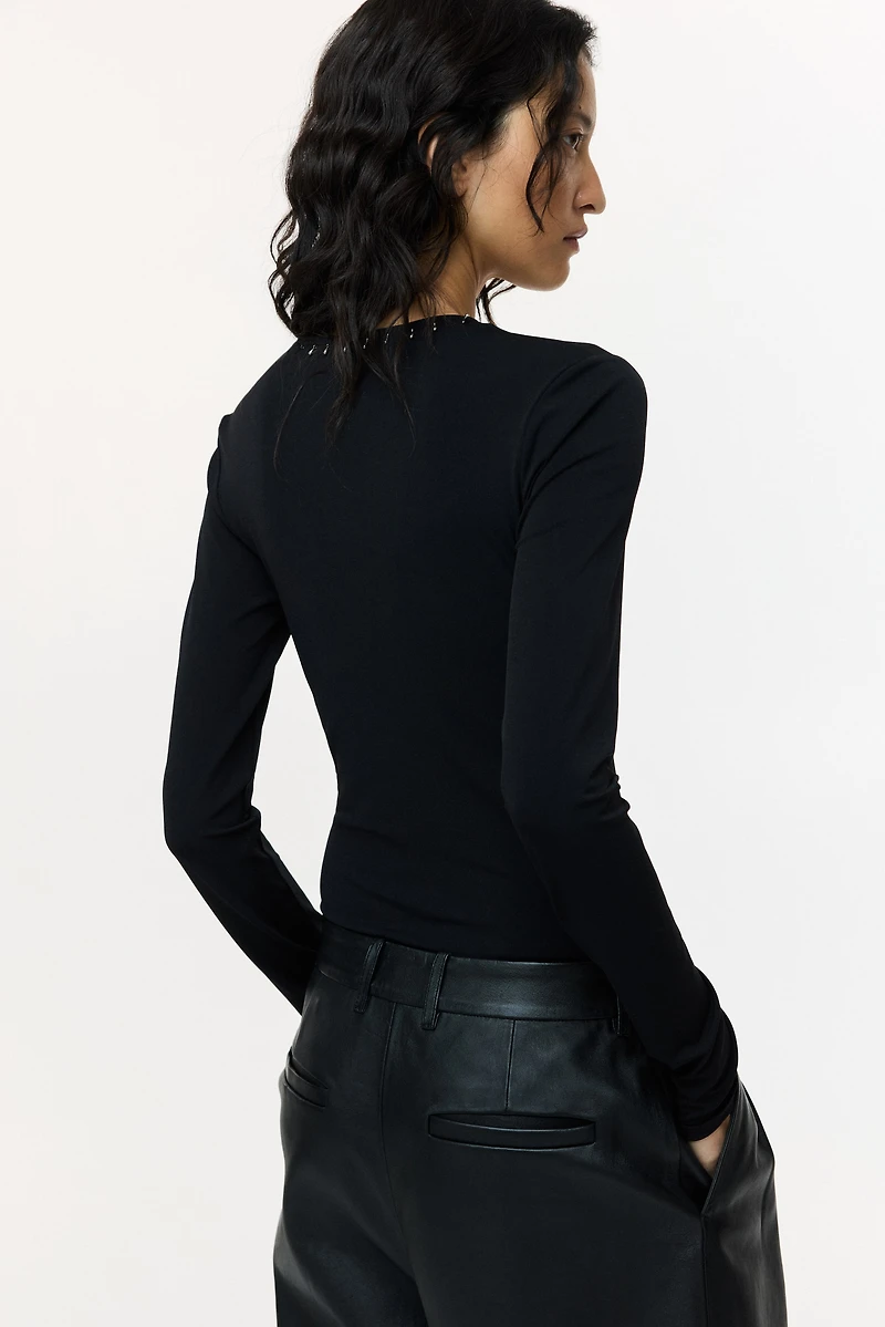 Bead-Trimmed Bodysuit