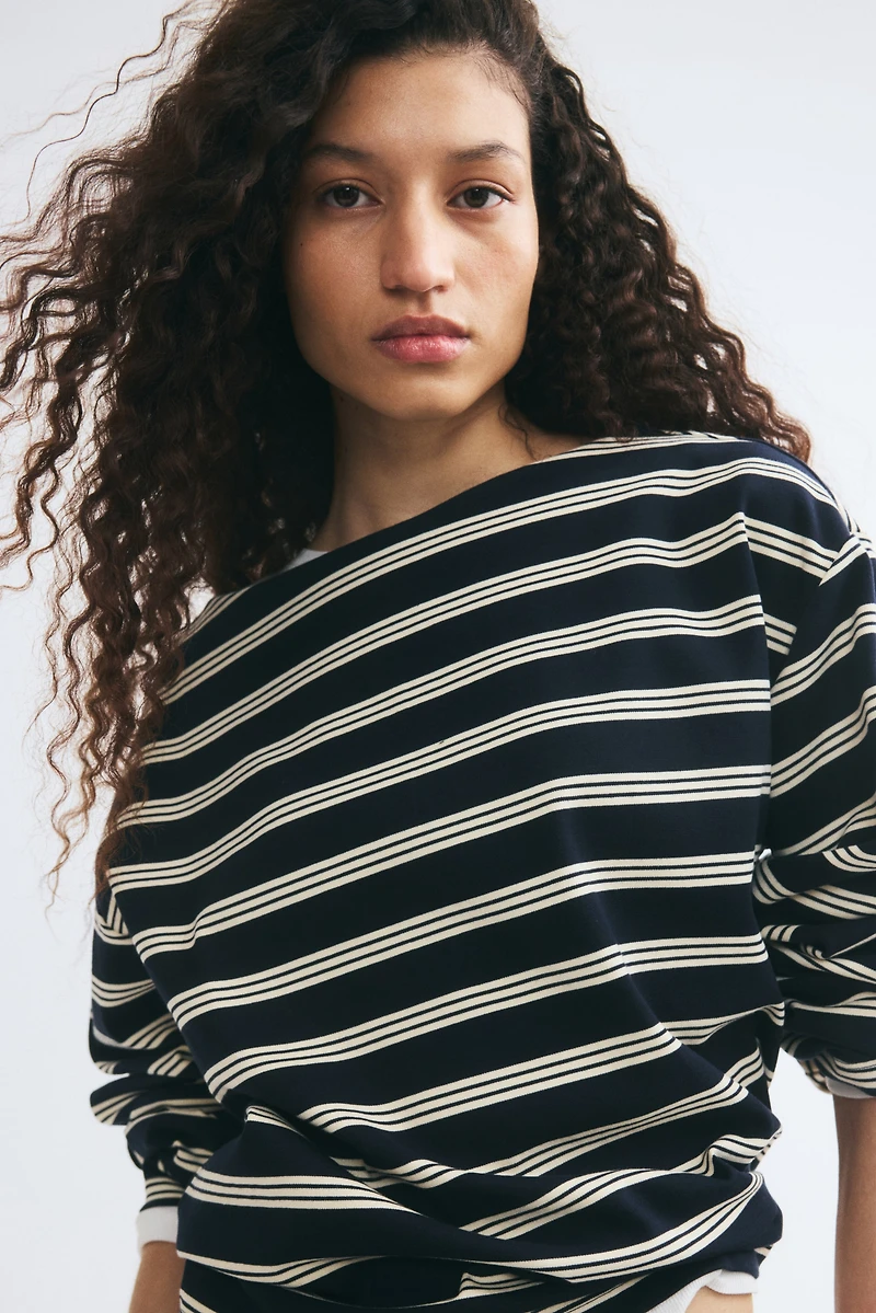 Long-Sleeved Boat-Neck Top