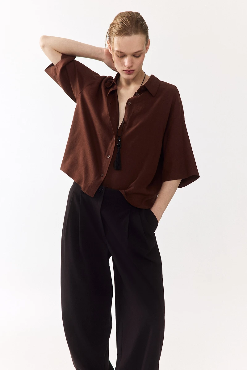 Oversized Linen-Blend Shirt