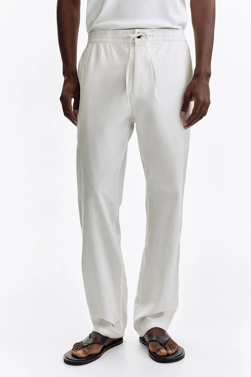 Regular-Fit Linen-Blend Pants