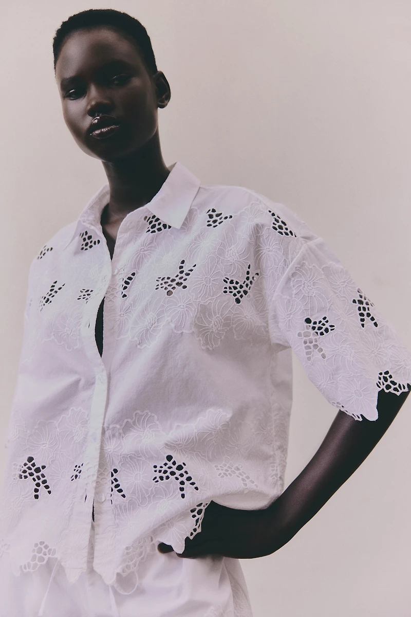 Shirt with Eyelet Embroidery