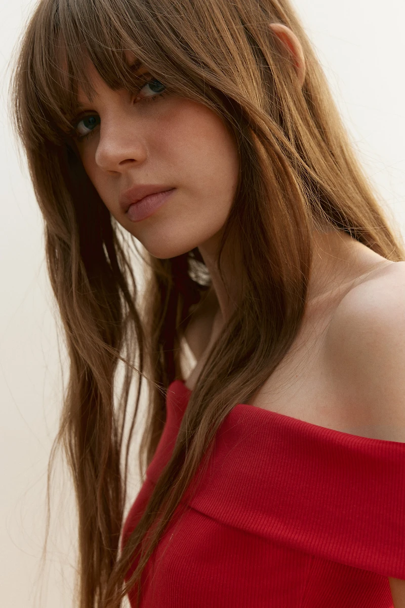 Ribbed Off-the-Shoulder Top