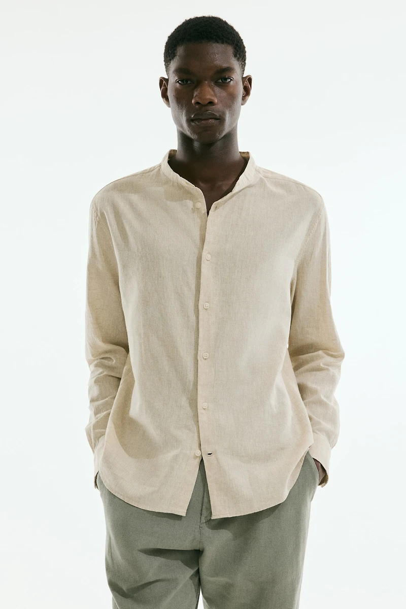 Regular-Fit Linen-Blend Shirt