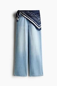 Straight High Waist Scarf-Detail Jeans