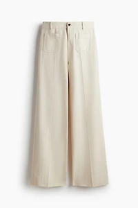 Wide-Leg Twill Pants