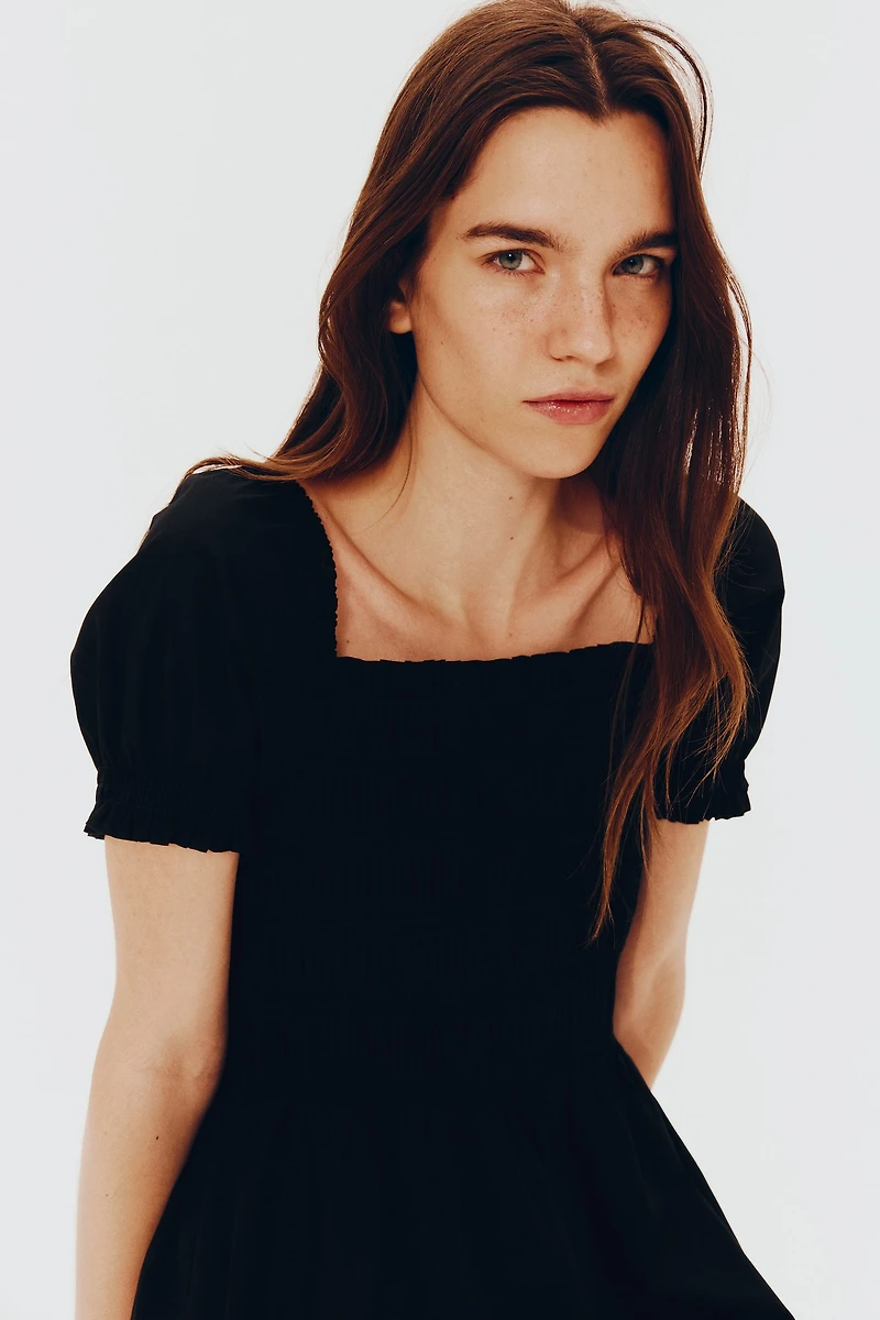Smocked Poplin Dress
