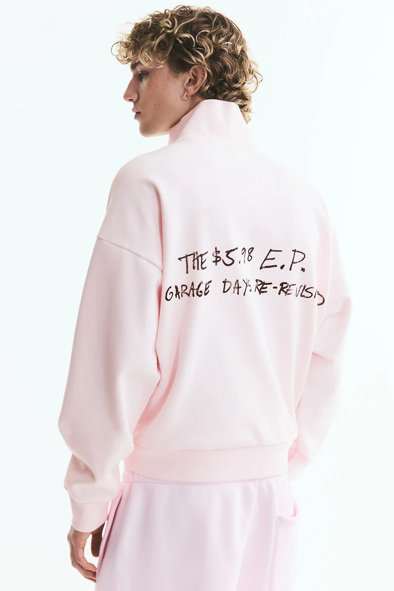 Oversized Printed Jacket with Zipper