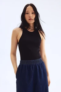 Pull-on denim trousers