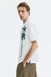 Relaxed-Fit Embroidered-Motif Resort Shirt