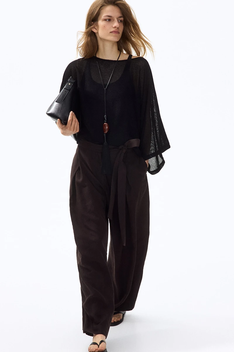 Pantalon en sergé avec détail à nouer