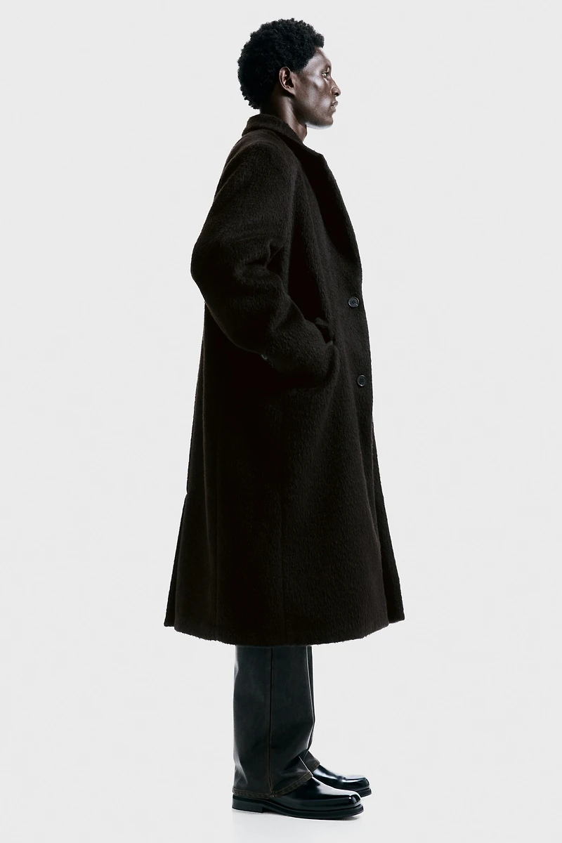 Manteau à fermeture droite en laine mélangée