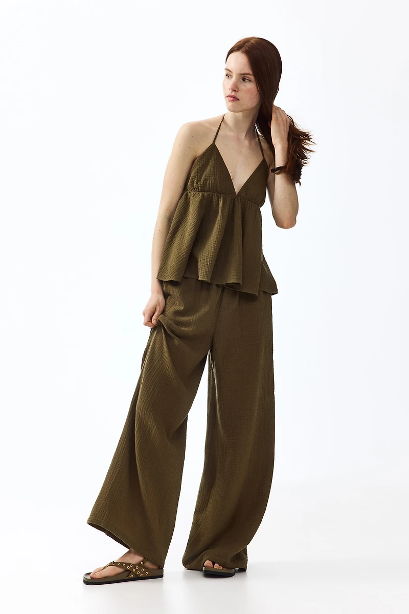 Straight-Leg Muslin Pants