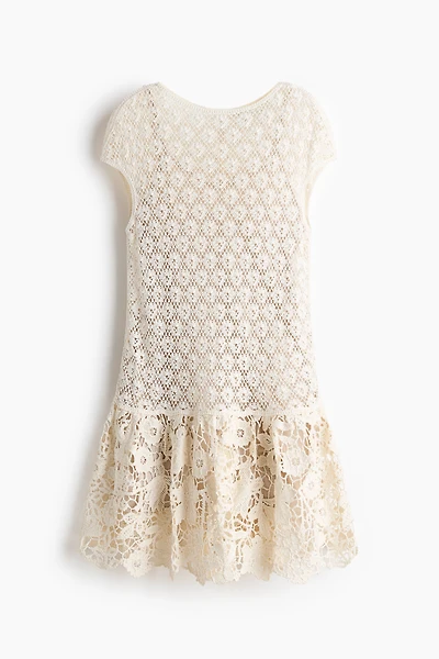 Crochet-Look Dress with Flared Skirt