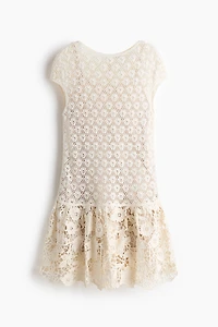 Crochet-Look Dress with Flared Skirt
