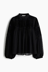 Sheer Lace-Detail Blouse