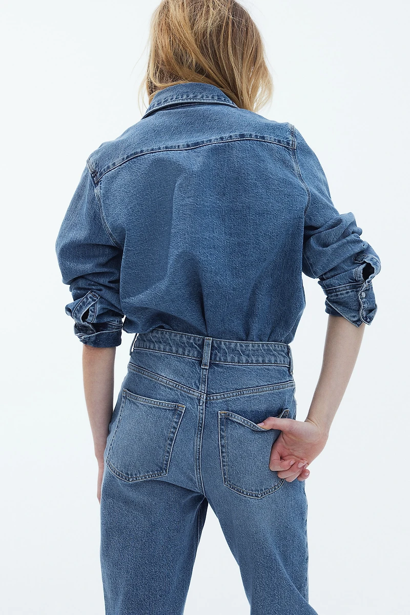 Jean Mom aminci Taille Haute