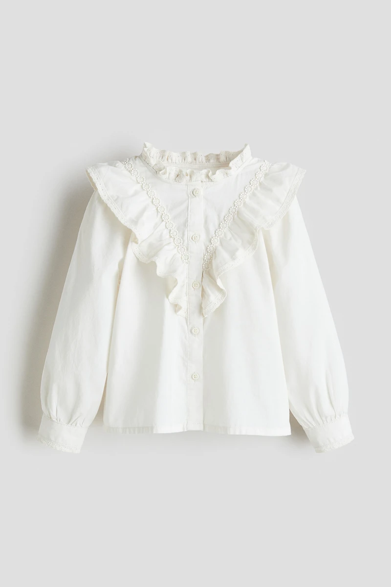 Ruffle-Detail Cotton Blouse