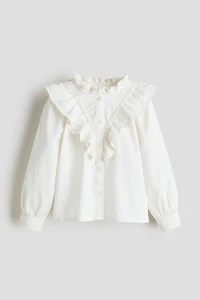Ruffle-Detail Cotton Blouse
