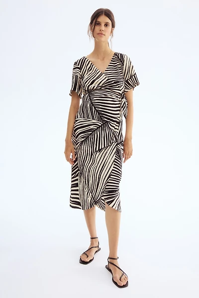 MAMA Crinkled Wrap Dress
