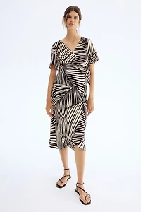 MAMA Crinkled Wrap Dress