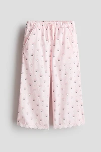 Pantalon en crépon de coton avec dentelle
