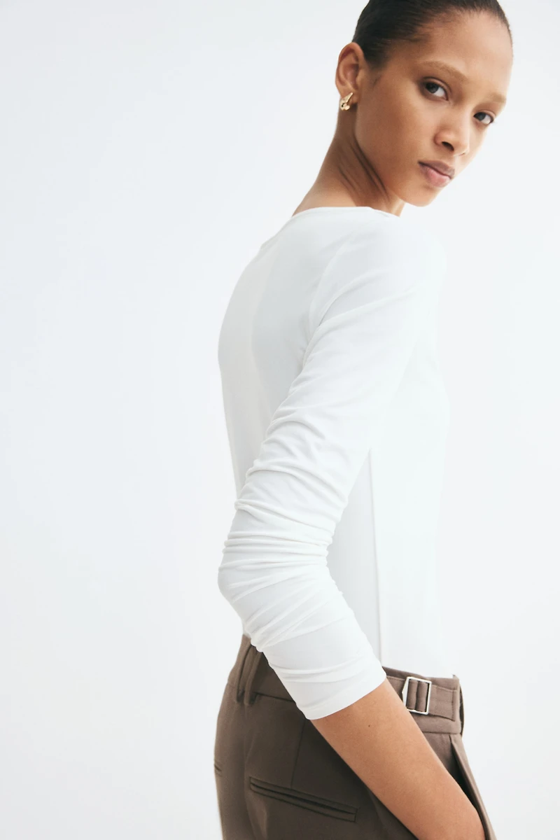 Fitted Boat-Neck Top