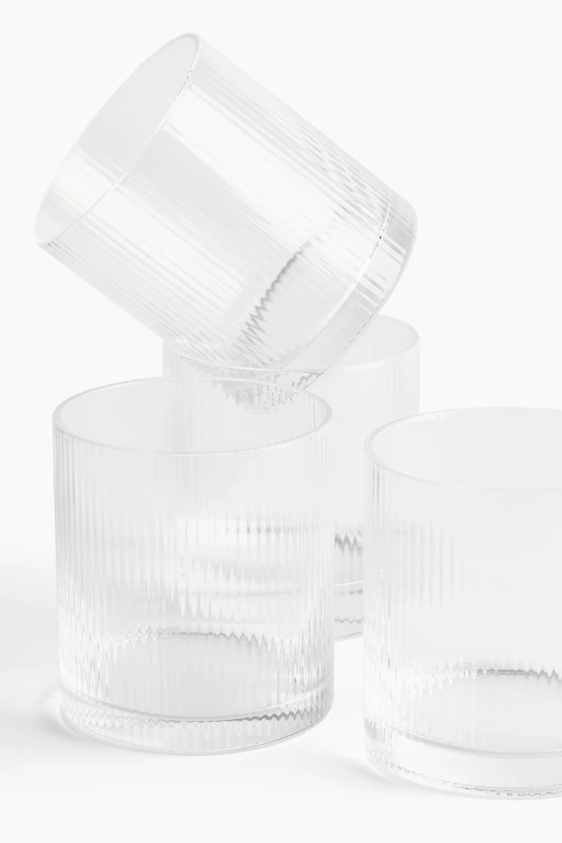 Lot de 4 verres à eau rainurées