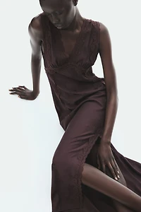 Lace-Trimmed Jacquard-Weave Dress