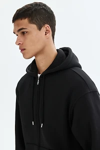 Veste à fermeture éclair ample capuche