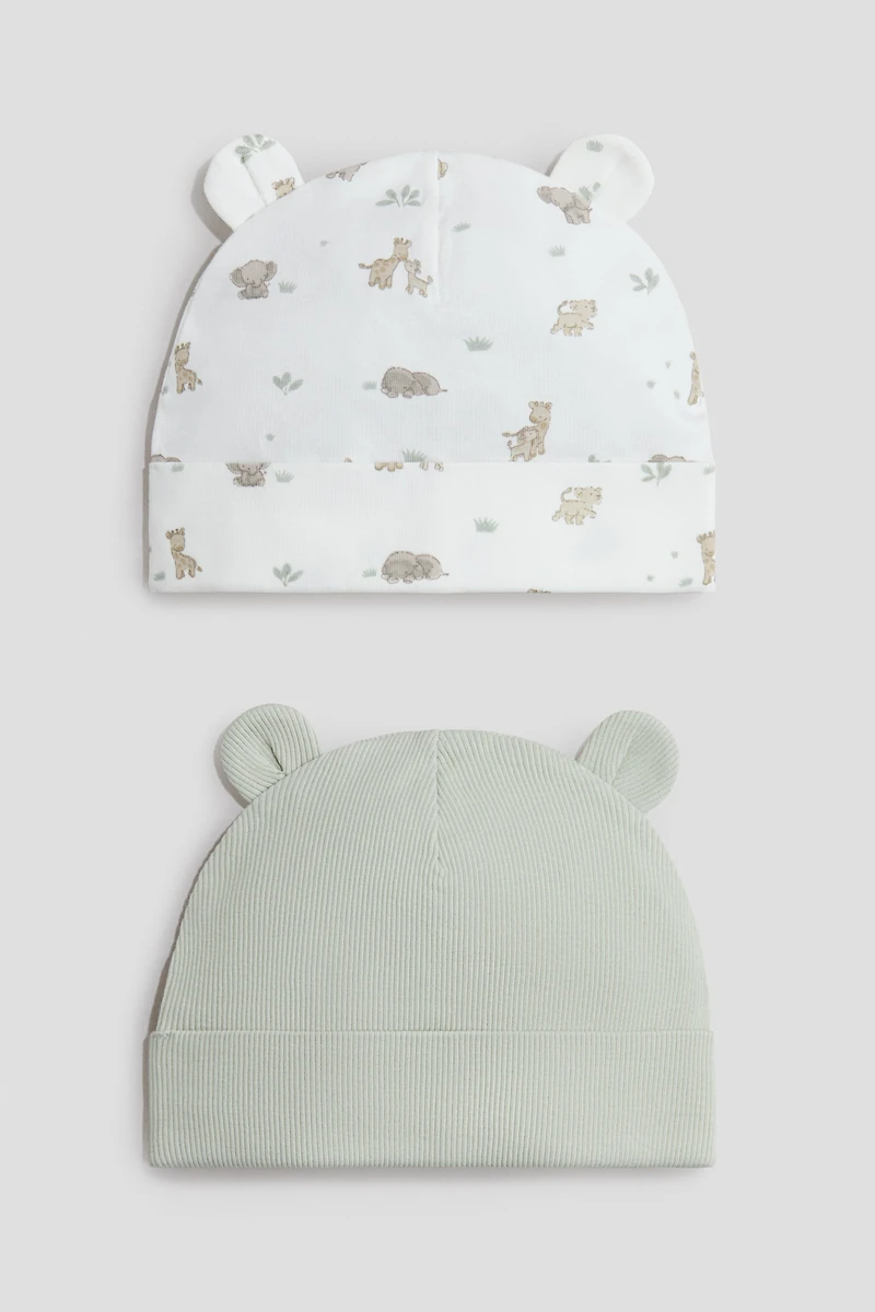Lot de 2 bonnets côtelés avec oreilles