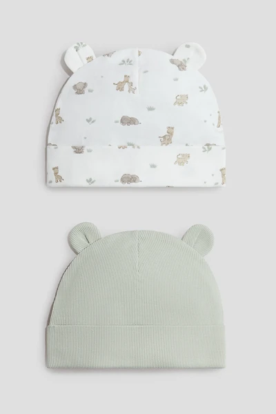 Lot de 2 bonnets côtelés avec oreilles