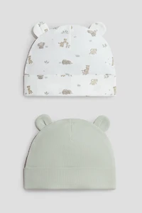 Lot de 2 bonnets côtelés avec oreilles
