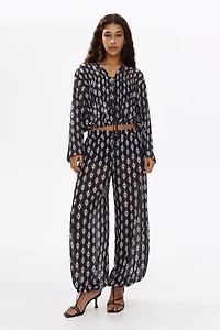 Mesh Balloon-Leg Pants