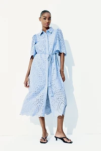 Eyelet Embroidered Shirt Dress