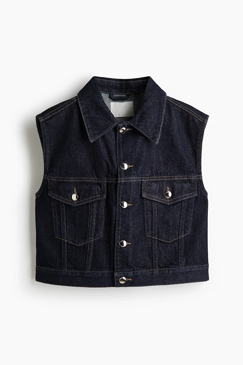 Gilet sans manches court en denim