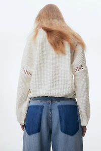 Blouse froissée avec dentelle