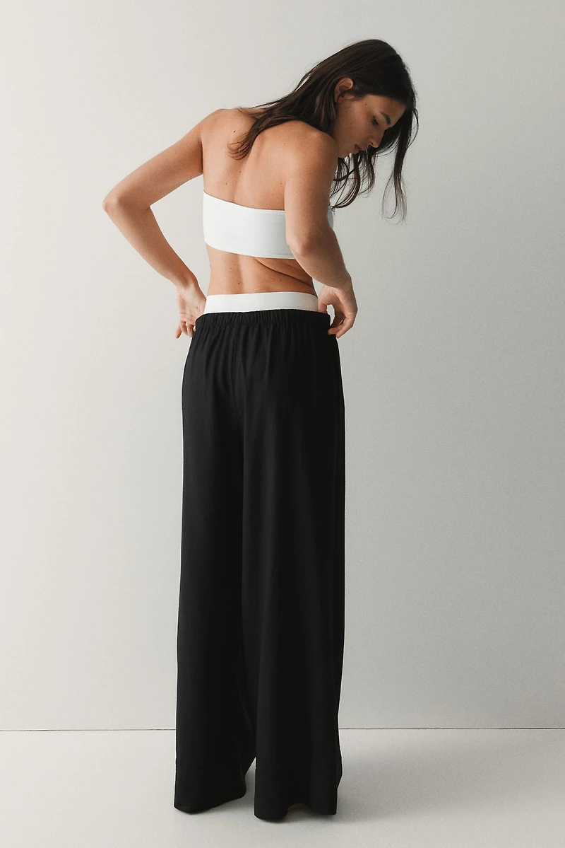 Wide-Leg Linen-Blend Pants