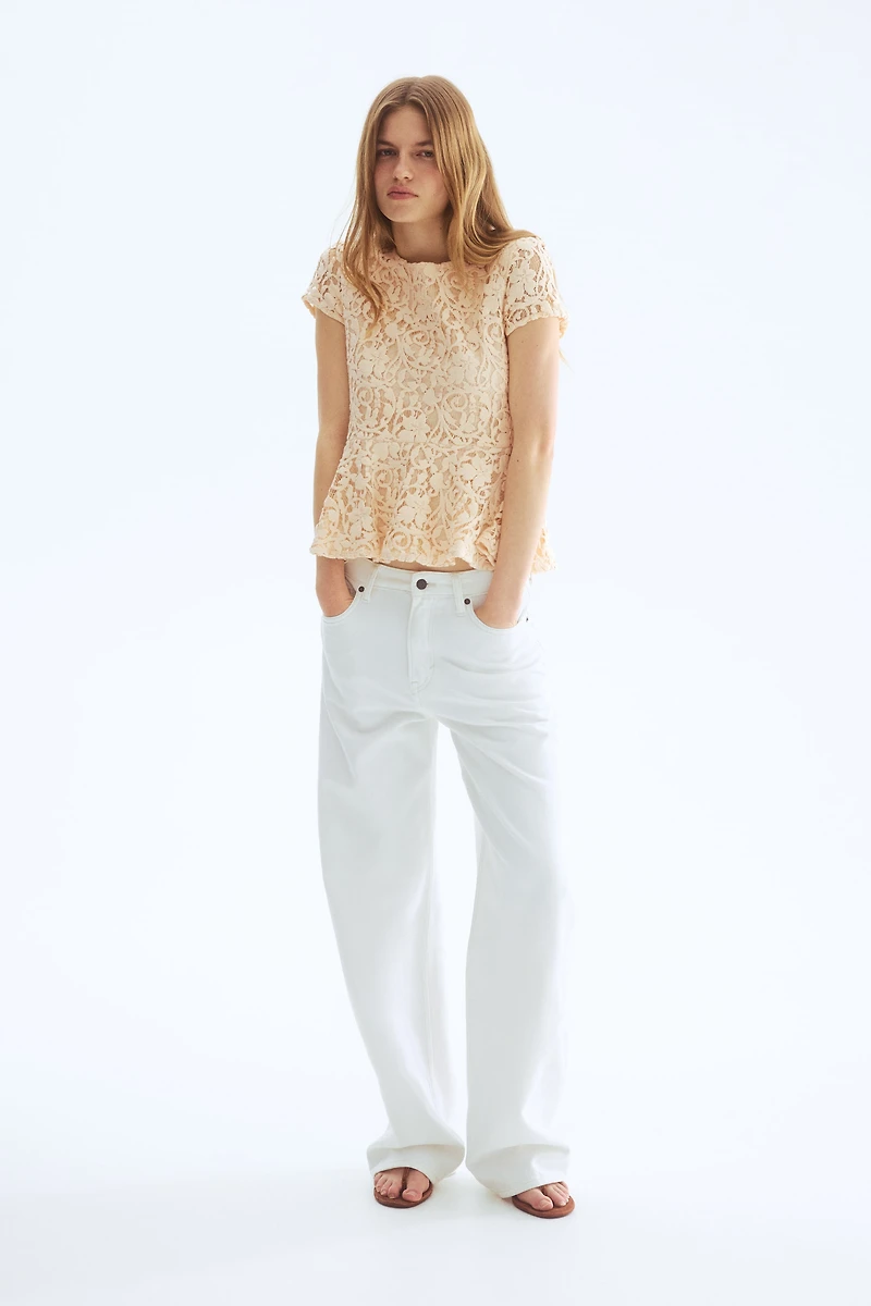 Crochet-Look Peplum Top