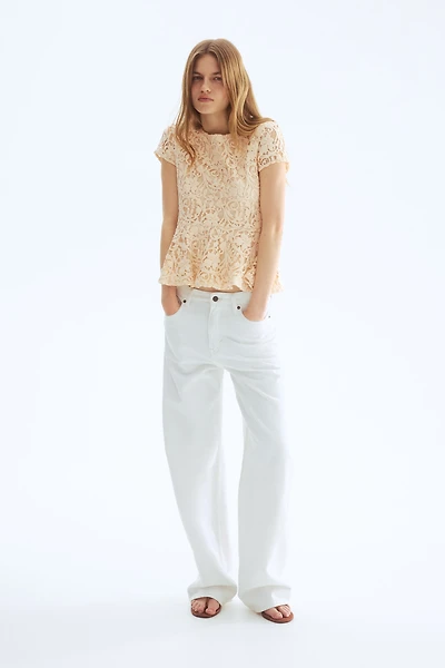 Crochet-Look Peplum Top