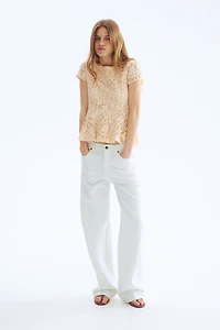 Crochet-Look Peplum Top