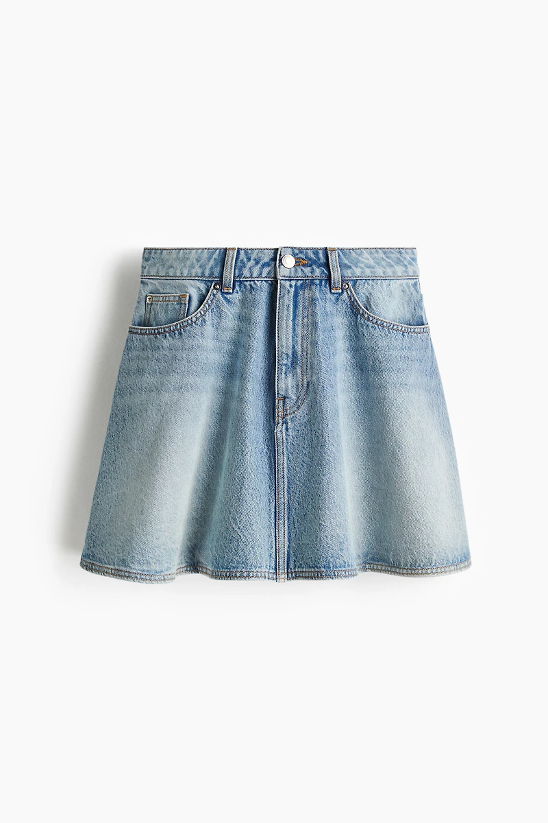 Flared Denim Mini Skirt