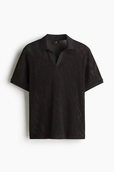 Regular-Fit Hole-Knit Polo Shirt