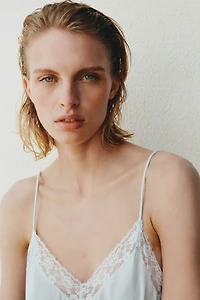 Lace-Trimmed Slip Dress